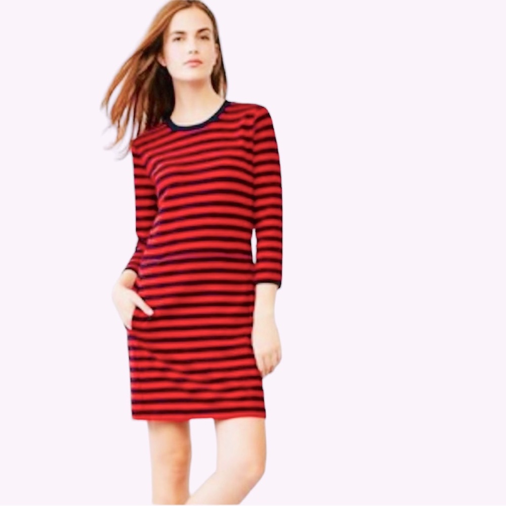 Gap Red Blue Stripe Dress Mini Preppy Pockets Shift M USA Patriotic